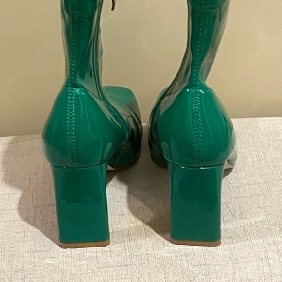 Vivianly Glossy Kelly Green 90’s Platform Ankle Boot, size 7.5 - Picture 3 of 5